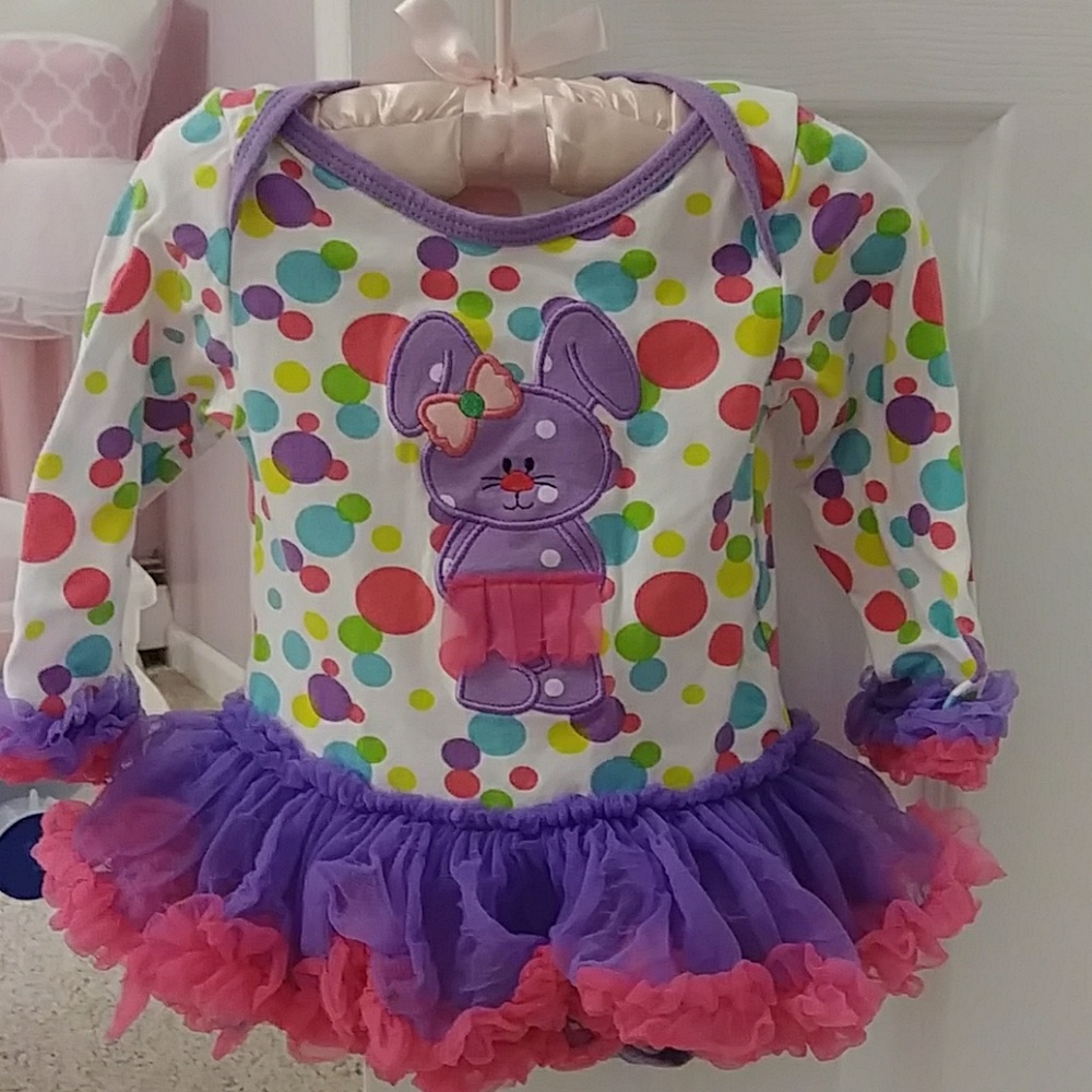 Worn once adorable Easter onesie with ruffle tutu